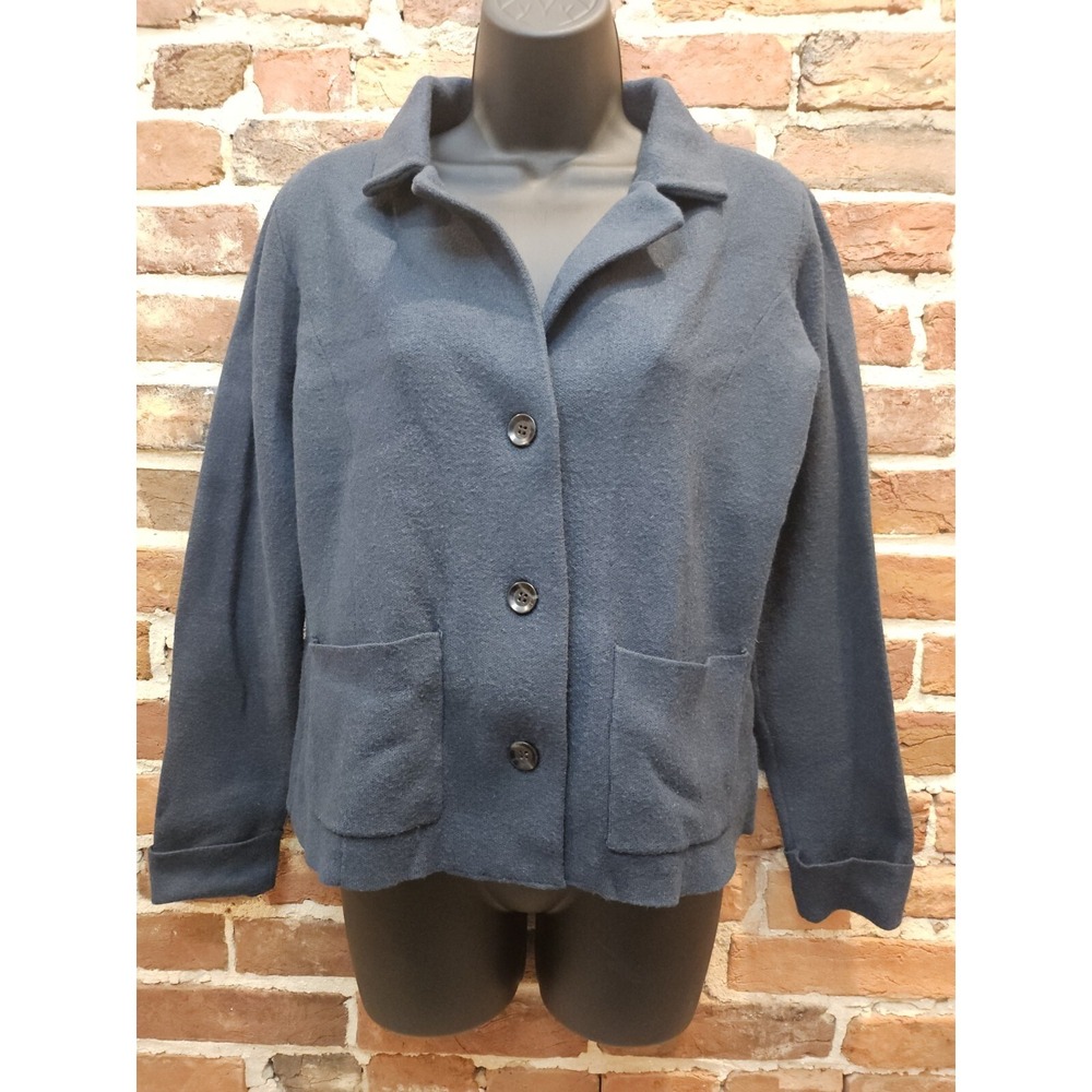 Adrienne Vittadini Sweater Jacket Teal Green Size Medium Button Front